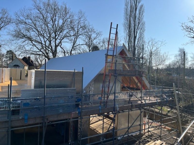 Small hall roof with membrane covering. Awaiting insulation 19.03.26