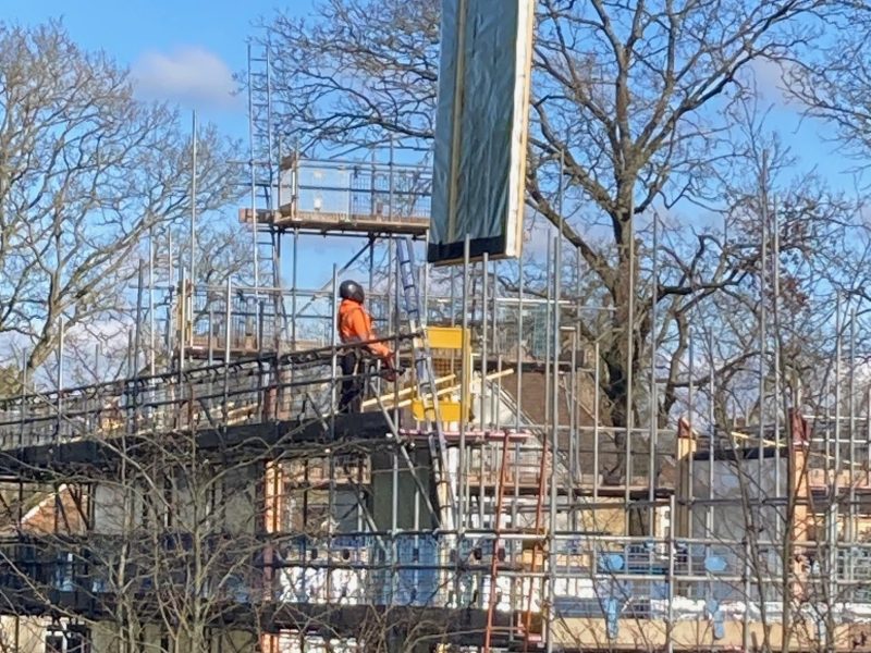 Timber frame Sections lowering into place 24.02.26